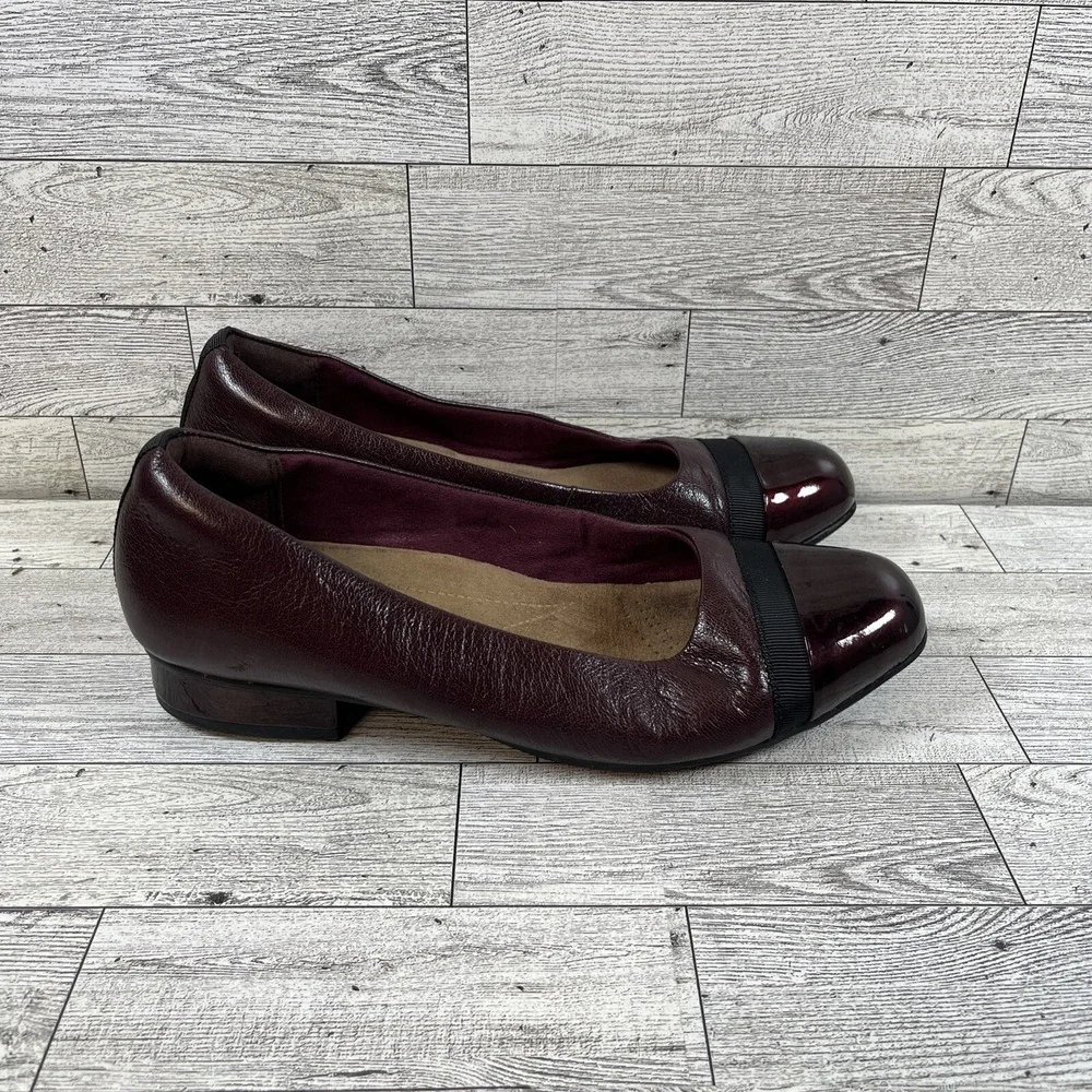 Clarks Keesha Rosa Burgundy Leather Low Heel Pumps Shoes Women Size 8M‎